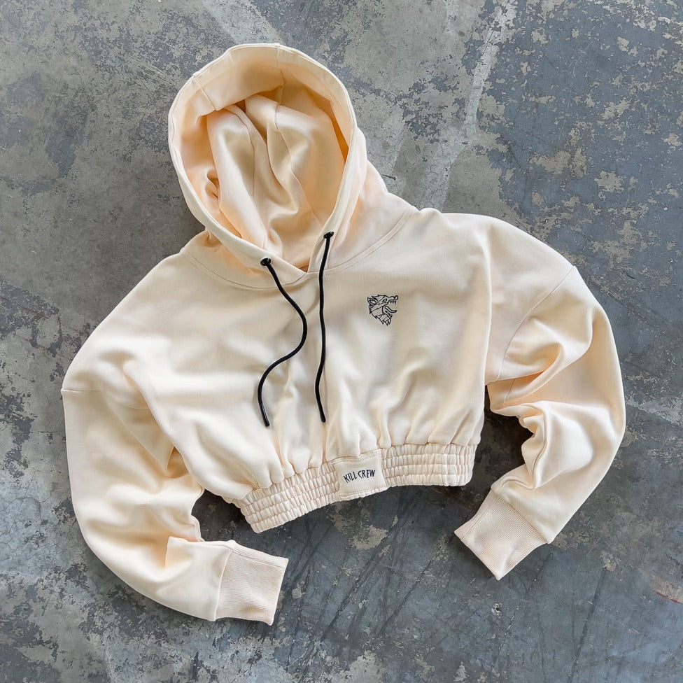 KILL CREW CROP HOODIE - CREAM