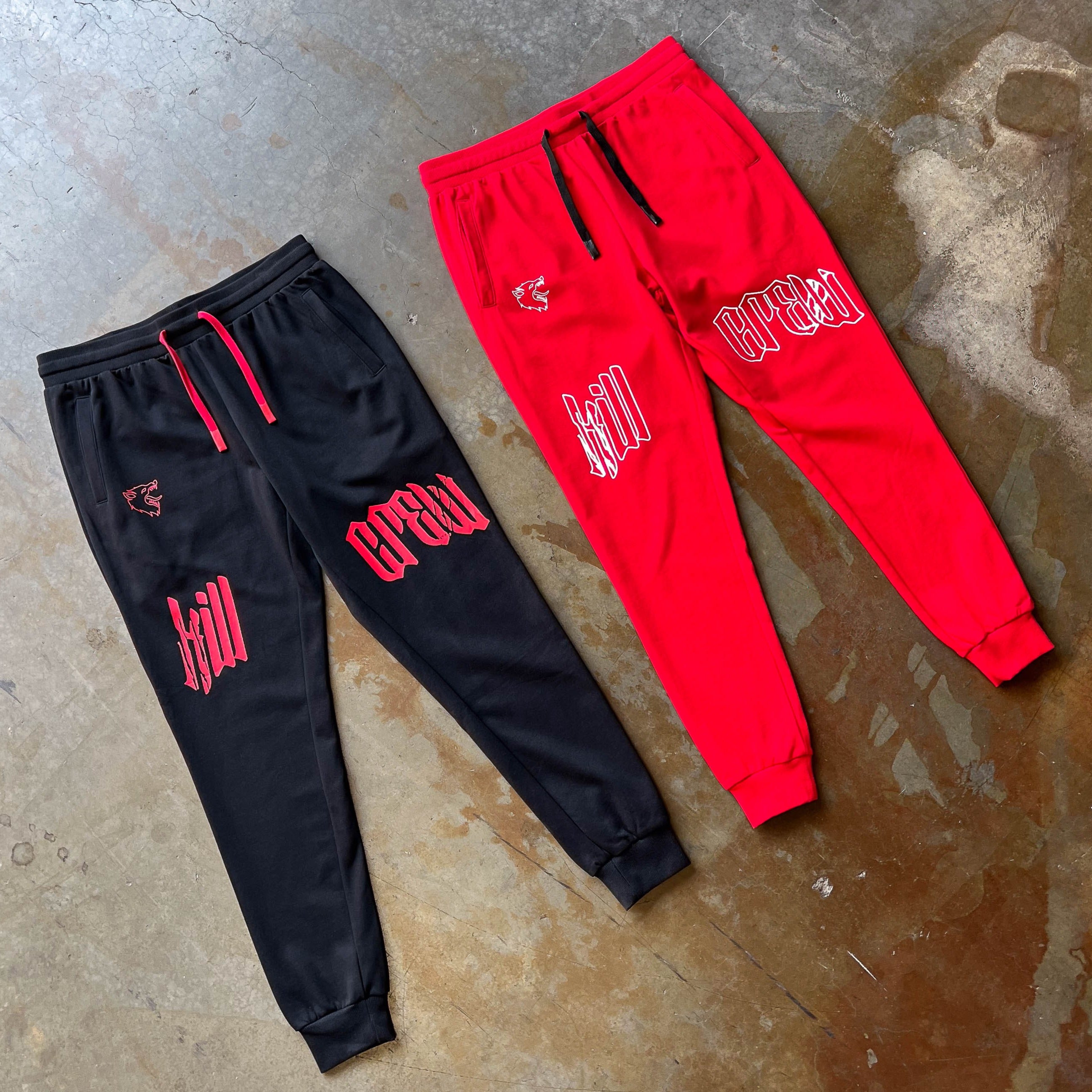 Red black joggers online