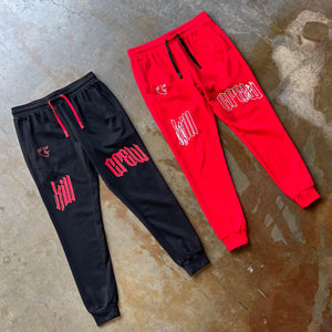 SCAR JOGGERS - BLACK / RED
