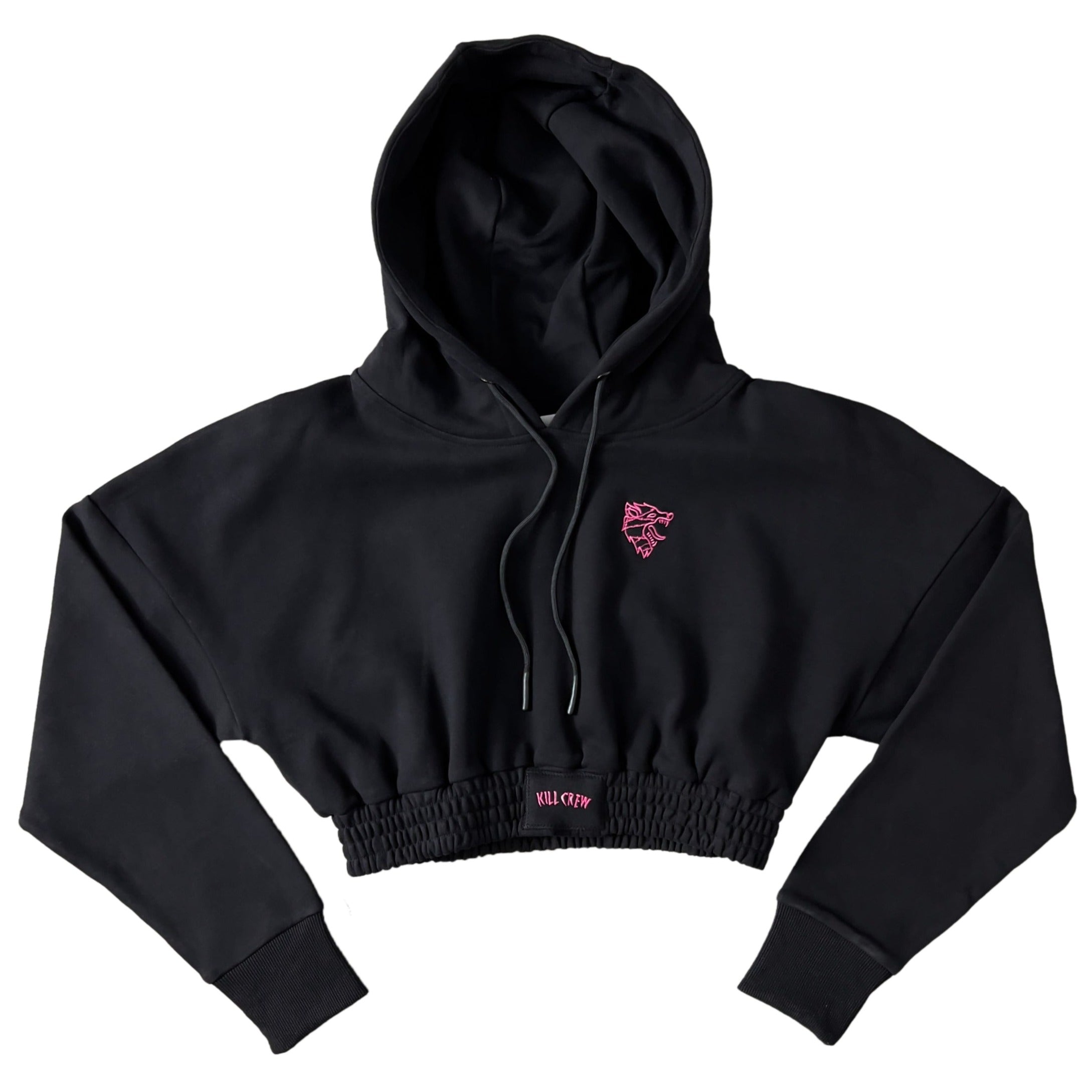CROP HOODIE - BLACK / PINK – Kill Crew