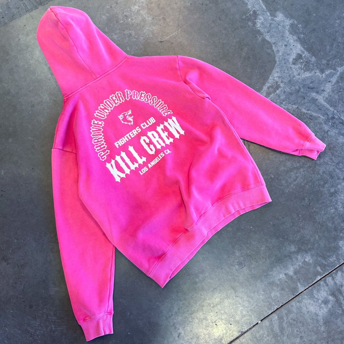 OVERSIZED LUX THRIVE UNDER PRESSURE HOODIE - PINK / WHITE - Kill Crew