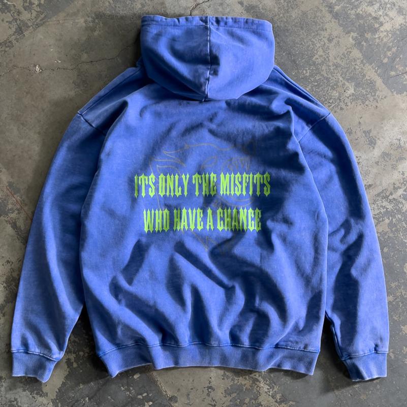 OVERSIZED LUX "MISFITS HAVE A CHANCE" HOODIE - BLUE