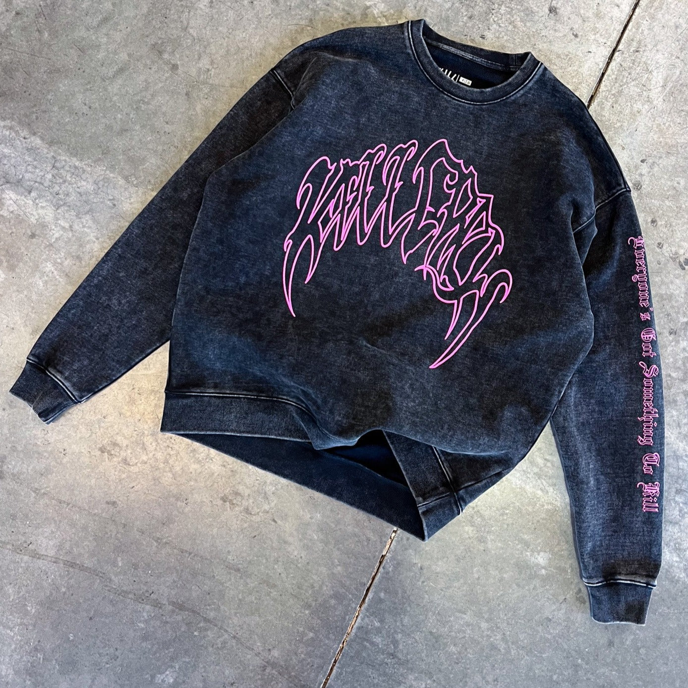 HEAVYWEIGHT LUX "CLASSIC" CREW NECK - BLACK / PINK