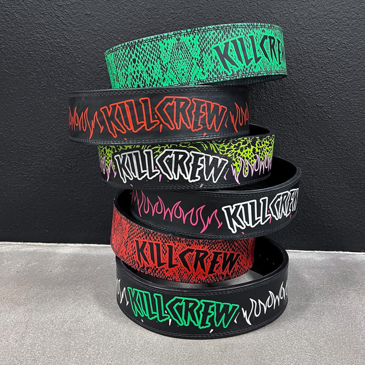 10MM LEVER BELT - FLAME PINK / GREEN