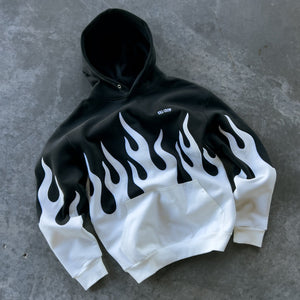 OVERSIZED PREMIUM HEATER HOODIE - BLACK / WHITE