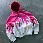 OVERSIZED PREMIUM HEATER HOODIE - PINK / WHITE