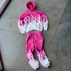 OVERSIZED PREMIUM HEATER HOODIE - PINK / WHITE