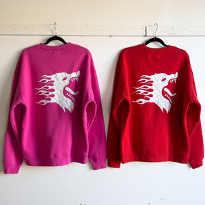 HEAVYWEIGHT WAR FIERY WOLF CREW NECK - RED / WHITE