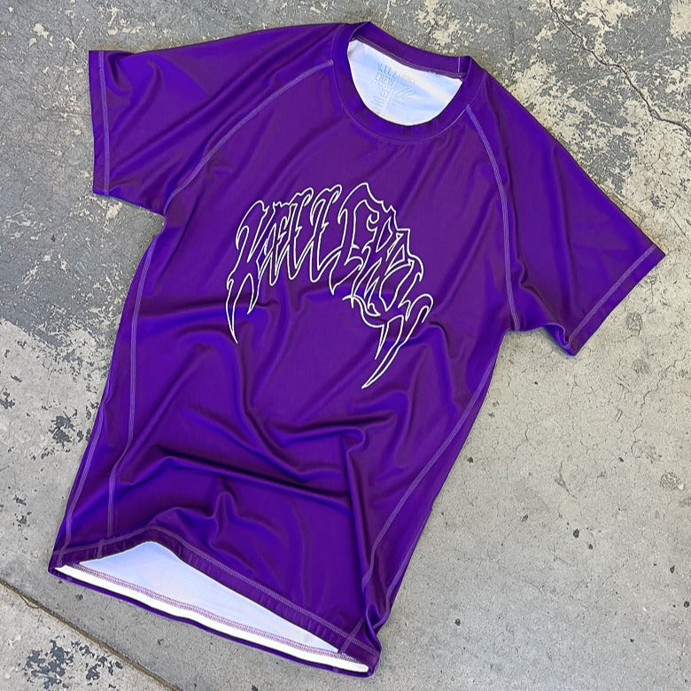 LONE WOLF SHORT SLEEVE RASH GUARD - PURPLE