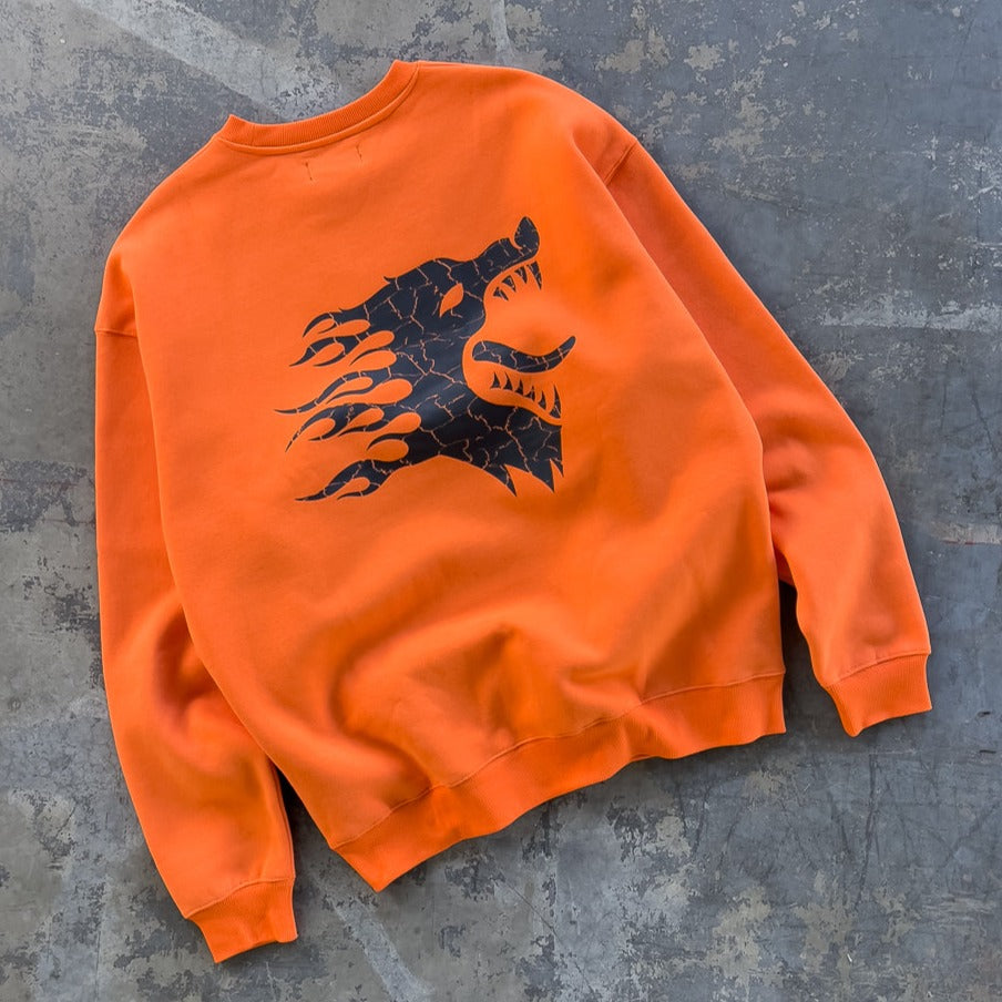 HEAVYWEIGHT LUX WAR WOLF CREW NECK - ORANGE / BLACK