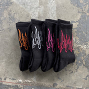 FLAME HIGH SOCKS - BLACK / PINK