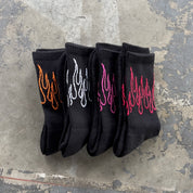 FLAME HIGH SOCKS - BLACK / RED