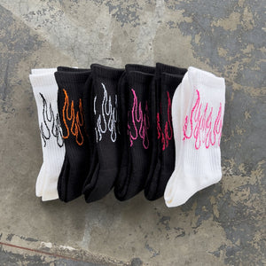 FLAME HIGH SOCKS - WHITE / BLACK