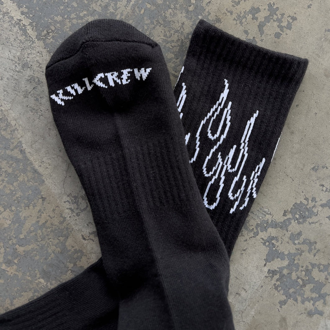 FLAME HIGH SOCKS - BLACK / WHITE