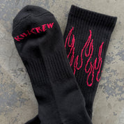 FLAME HIGH SOCKS - BLACK / RED