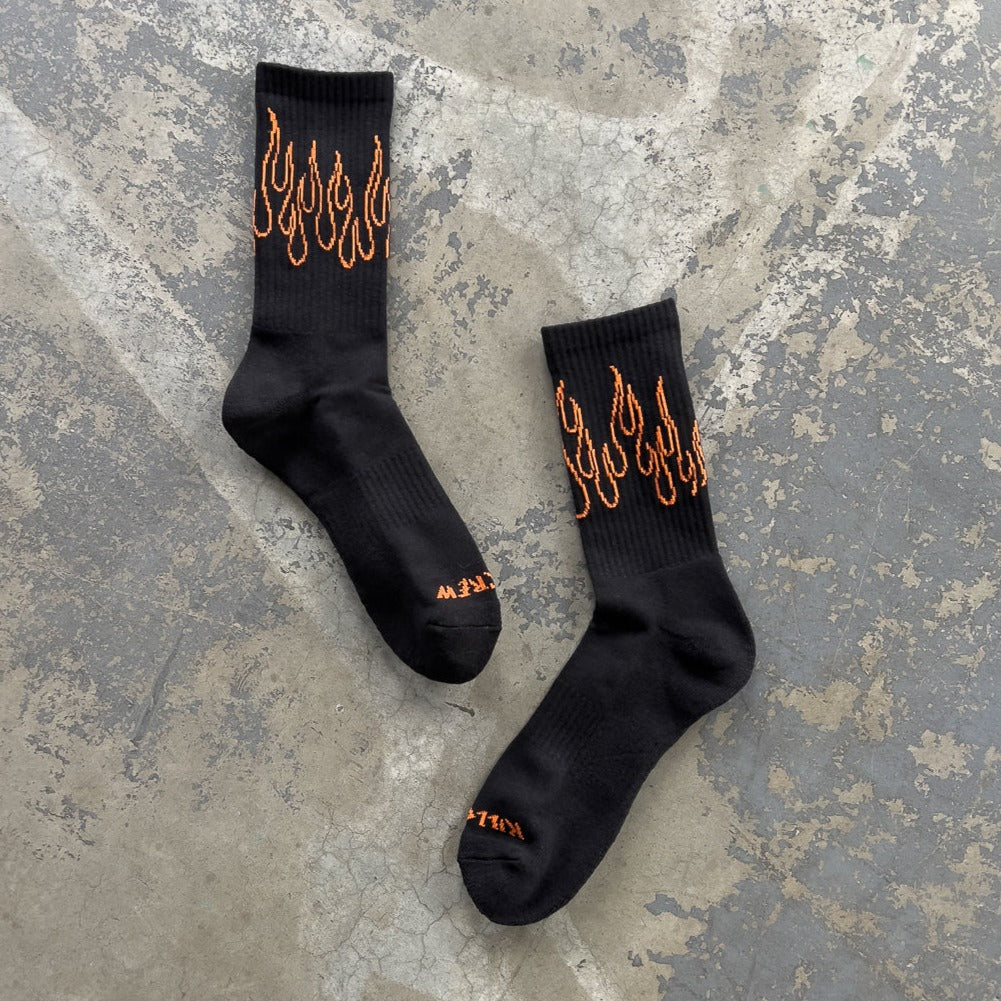 FLAME HIGH SOCKS - BLACK / ORANGE