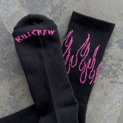 FLAME HIGH SOCKS - BLACK / PINK