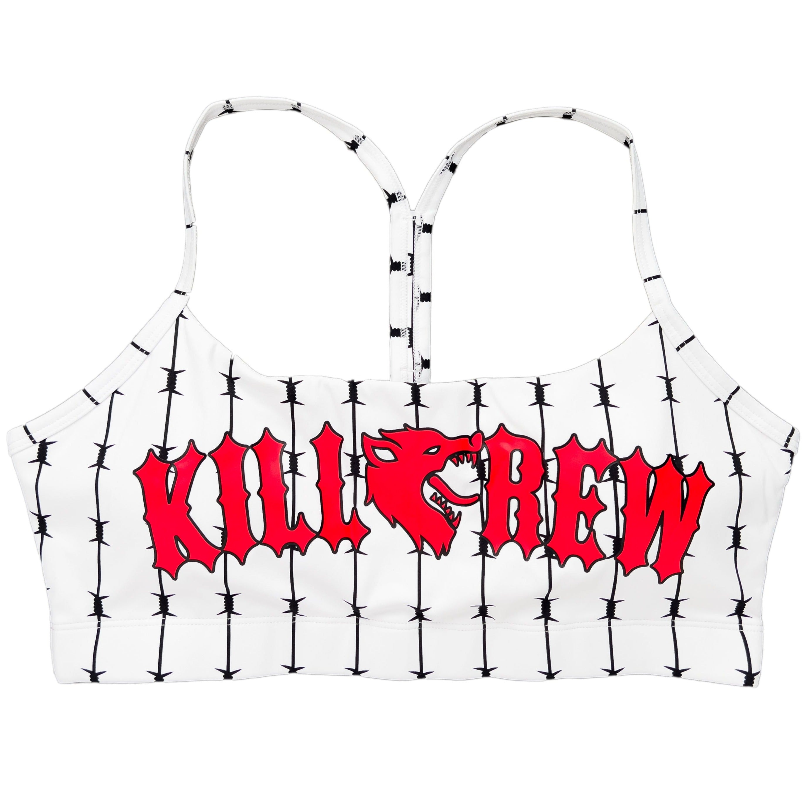 BARBWIRE SPORTS BRA - WHITE / RED