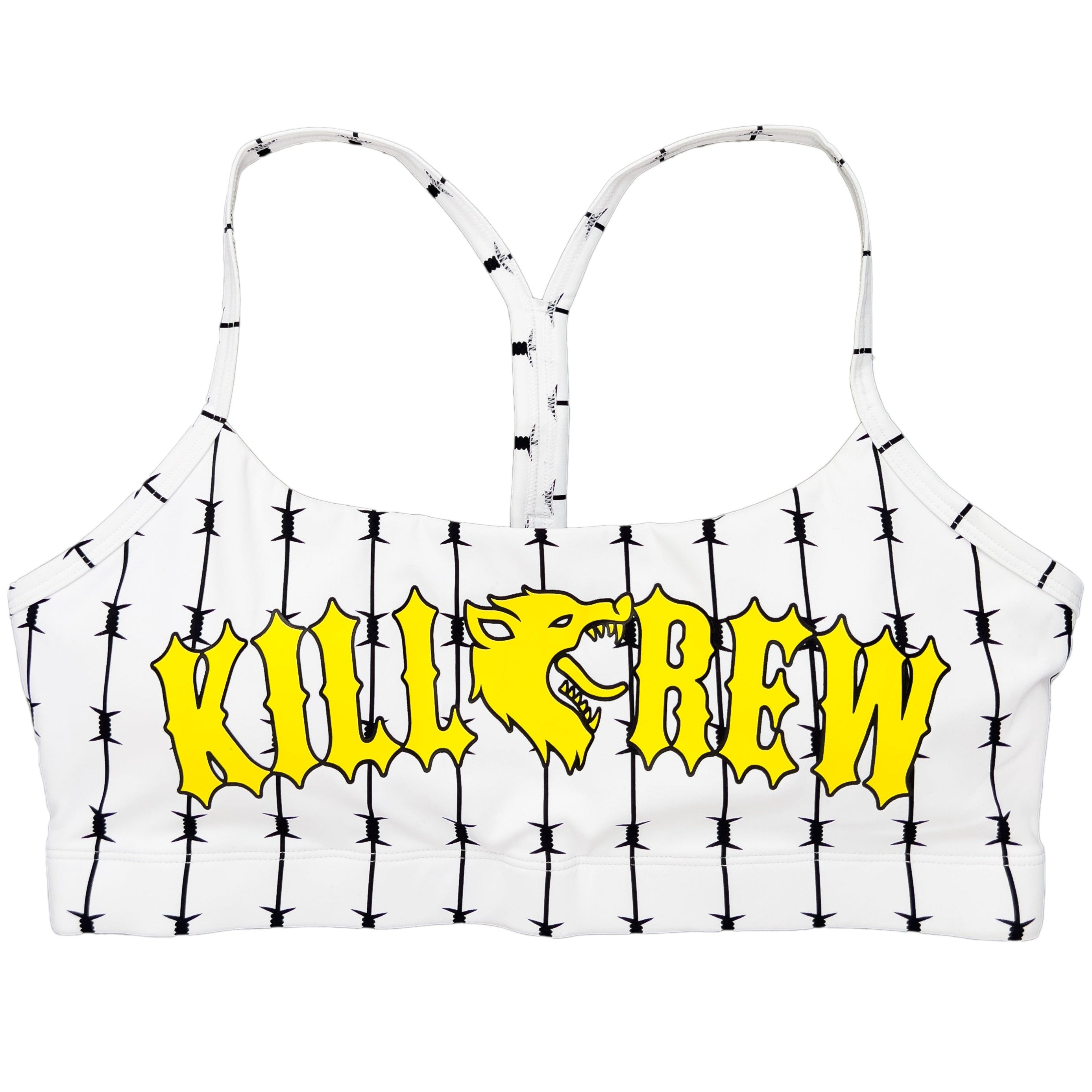 BARBWIRE SPORTS BRA - WHITE / YELLOW