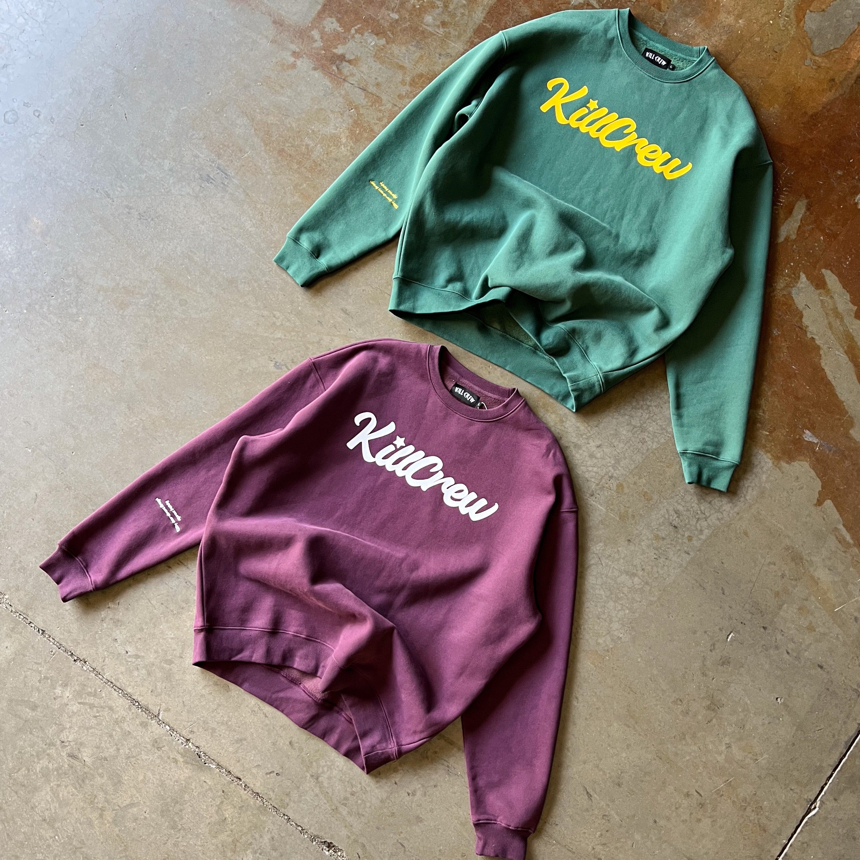 OVERSIZED LUX "SCRIPT" CREW NECK - GREEN / GOLD