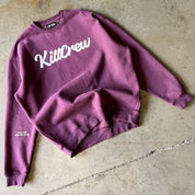 OVERSIZED LUX "SCRIPT" CREW NECK - BURGUNDY / WHITE