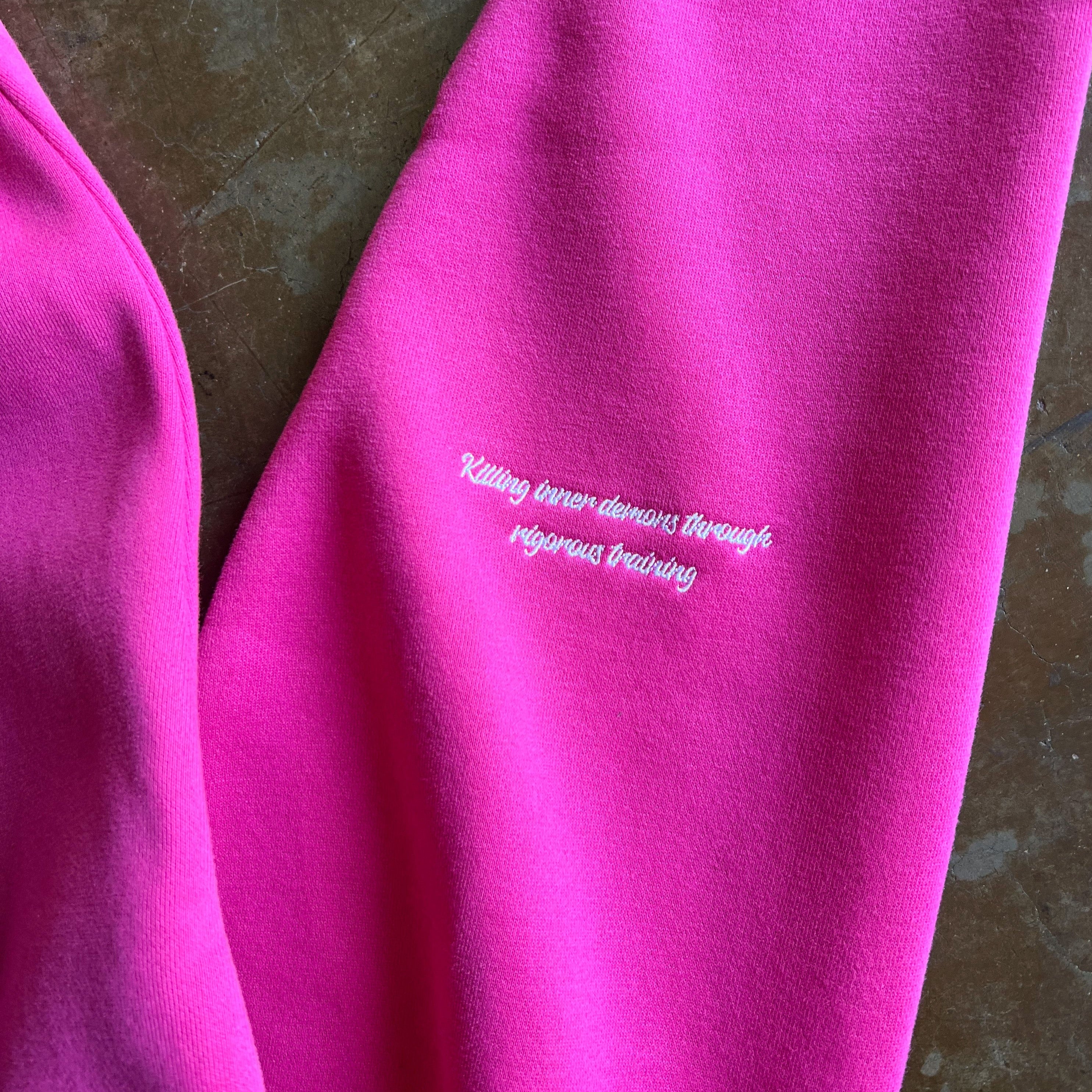 OVERSIZED LUX "SCRIPT" CREW NECK - PINK / WHITE