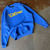 OVERSIZED LUX "SCRIPT" CREW NECK - BLUE / GOLD