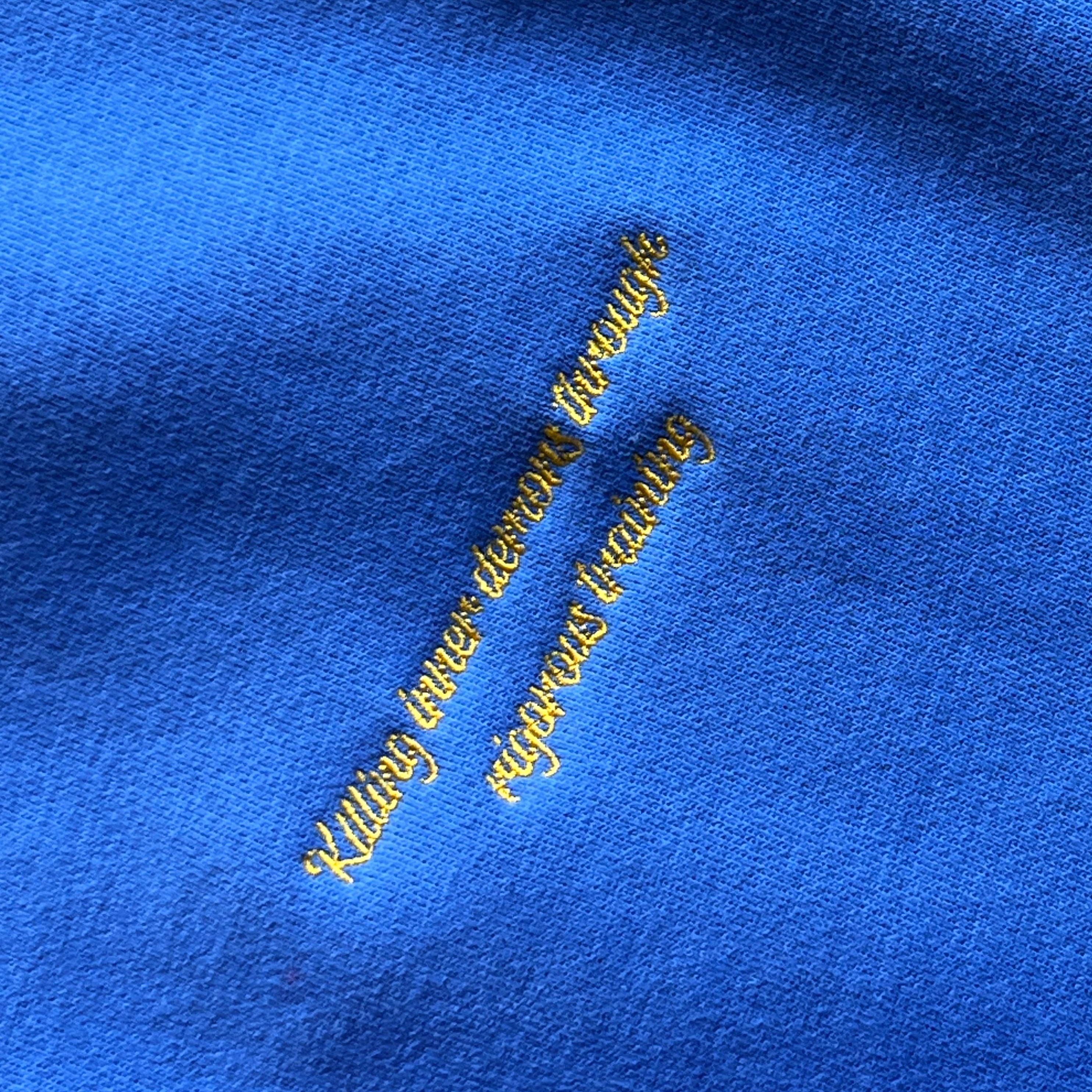 OVERSIZED LUX "SCRIPT" CREW NECK - BLUE / GOLD