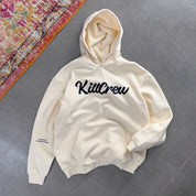 OVERSIZED LUX "SCRIPT" HOODIE - CREAM / BLACK