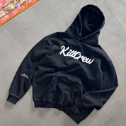 OVERSIZED LUX "SCRIPT" HOODIE - BLACK / WHITE