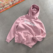 OVERSIZED LUX "SCRIPT" HOODIE - ROSÉ / WHITE