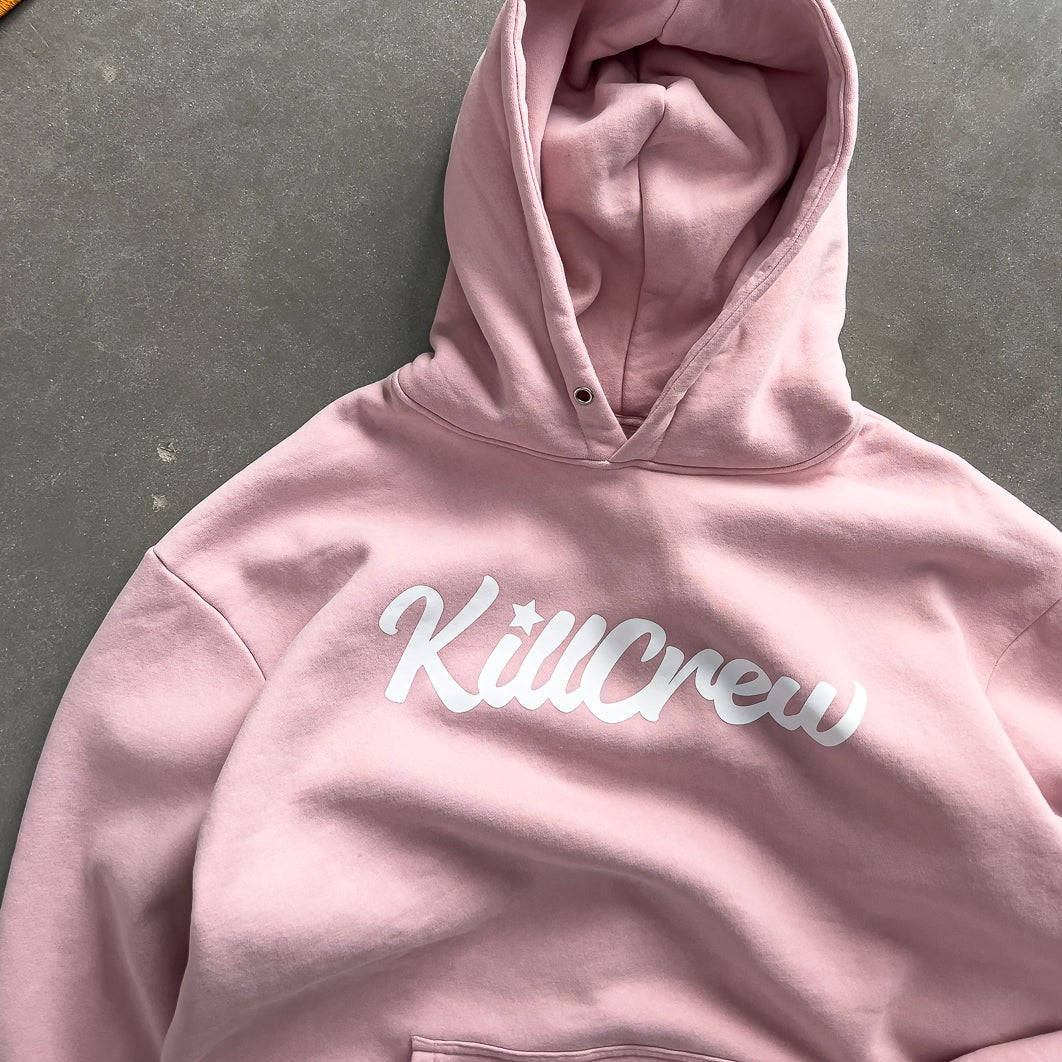 OVERSIZED LUX "SCRIPT" HOODIE - ROSÉ / WHITE