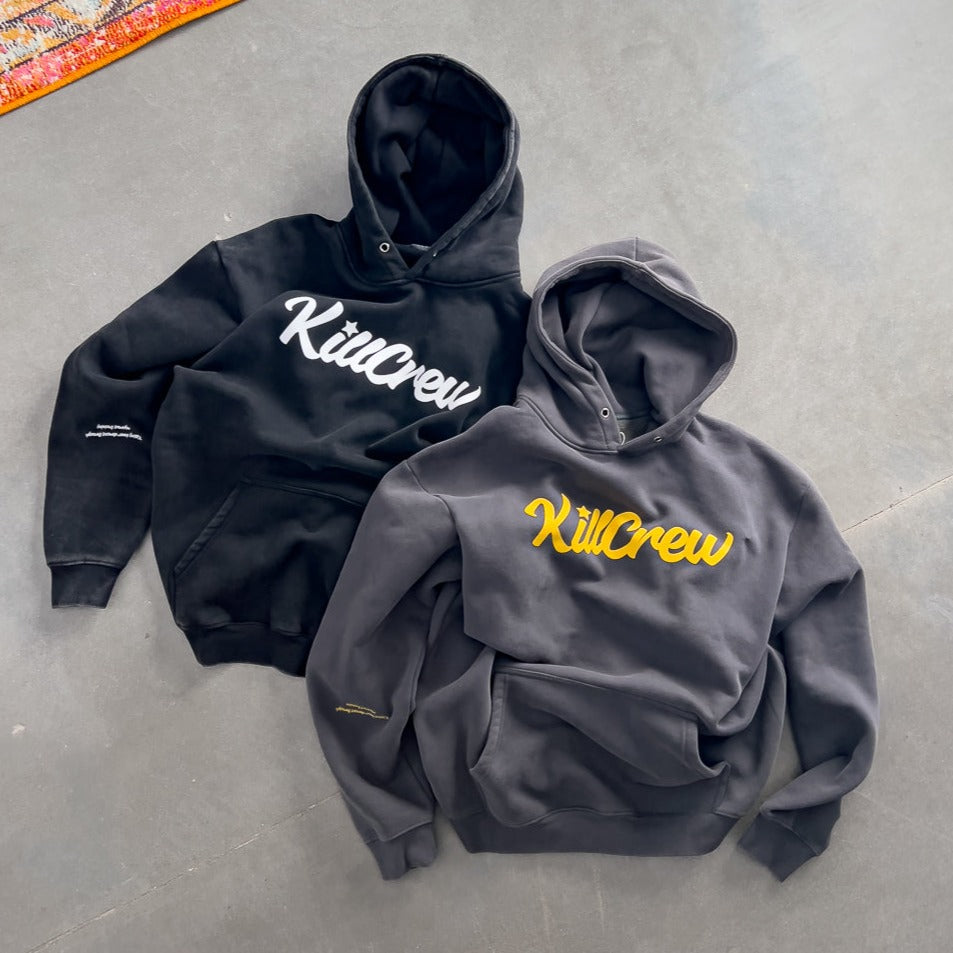 OVERSIZED LUX "SCRIPT" HOODIE - GREY / GOLD