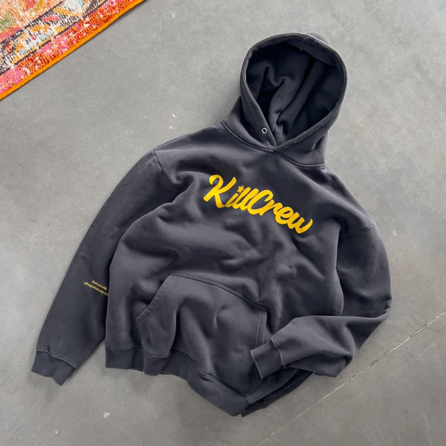 OVERSIZED LUX "SCRIPT" HOODIE - GREY / GOLD