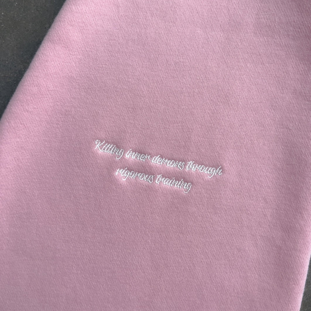 OVERSIZED LUX "SCRIPT" HOODIE - ROSÉ / WHITE