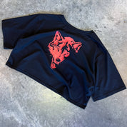 WOLF CROP TOP - BLACK / RED