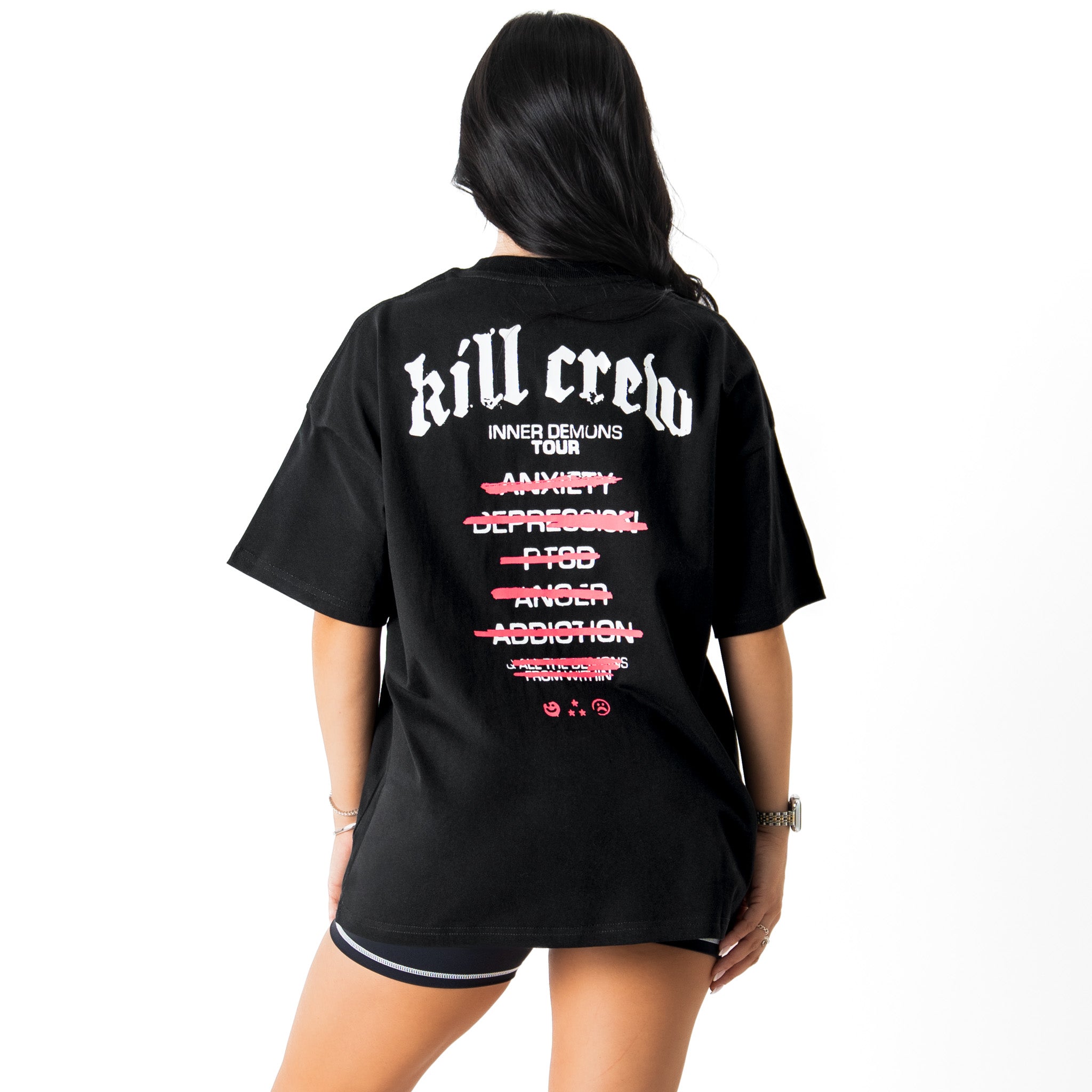 RELAXED FIT INNER DEMONS TOUR T-SHIRT - BLACK / WHITE – Kill Crew