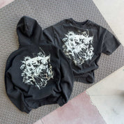 RELAXED FIT LUX SMOKE WOLF T-SHIRT - BLACK