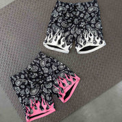 BANDANA FLAME SHORT (REGULAR CUT) - BLACK / PINK
