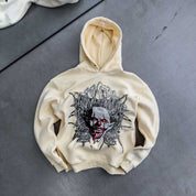 OVERSIZED LUX "PSYCHOTIC CLOWN" HOODIE - CREAM