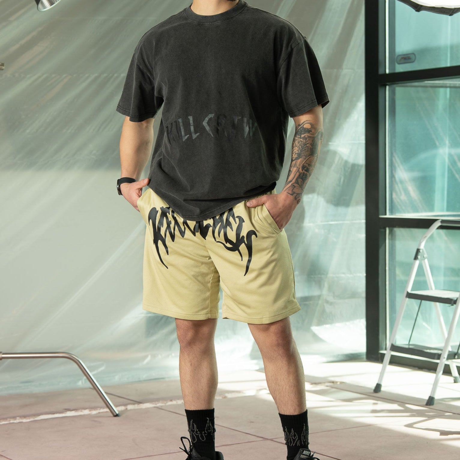 RELAXED CUT "CLASSIC" SHORTS - GREEN / BLACK