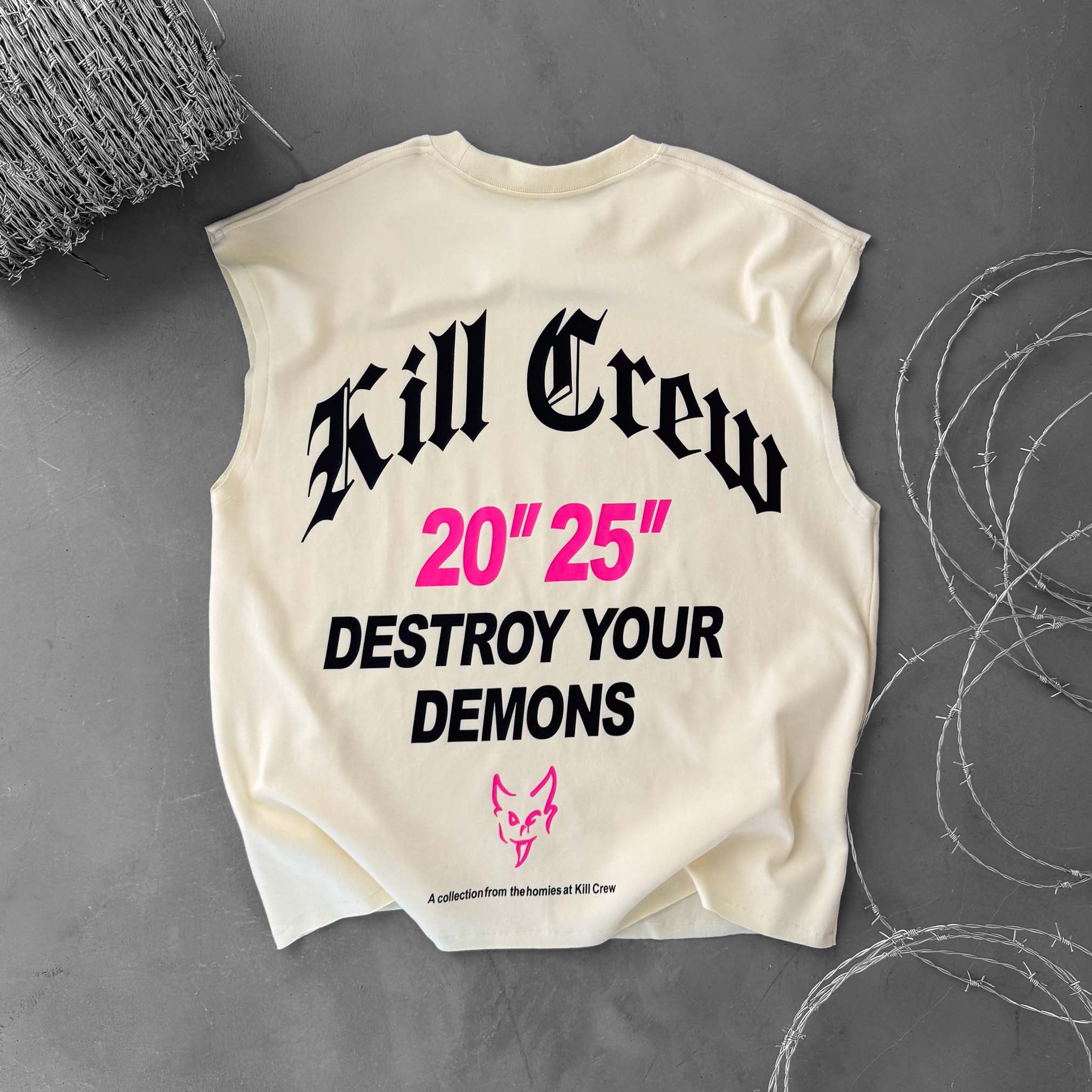 NATURAL COTTON CUTOFF "DESTROY" - CREAM