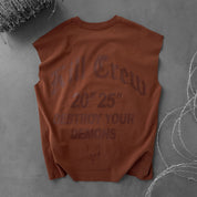 NATURAL COTTON CUTOFF "DESTROY" - BROWN