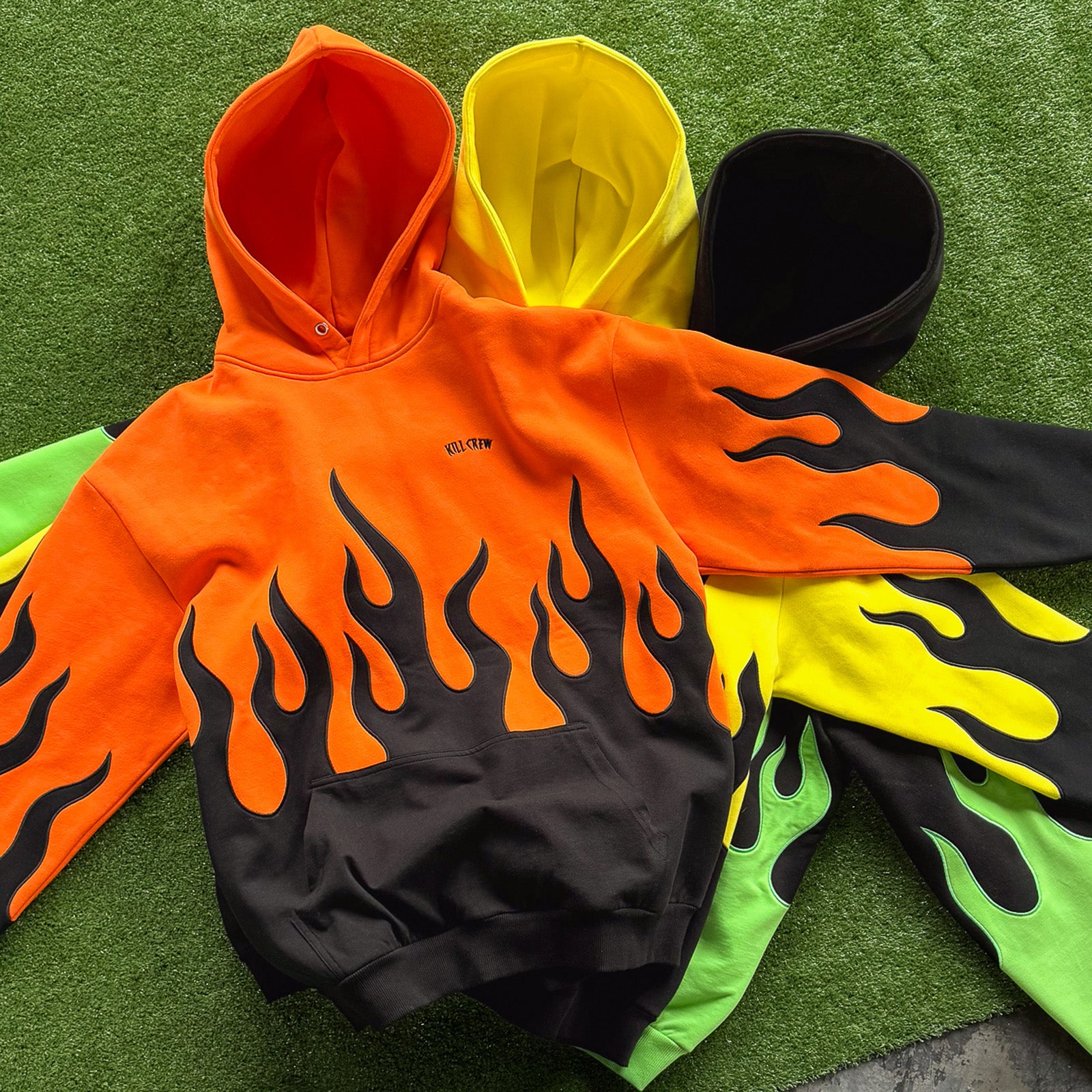 OVERSIZED PREMIUM HEATER HOODIE - ORANGE / BLACK