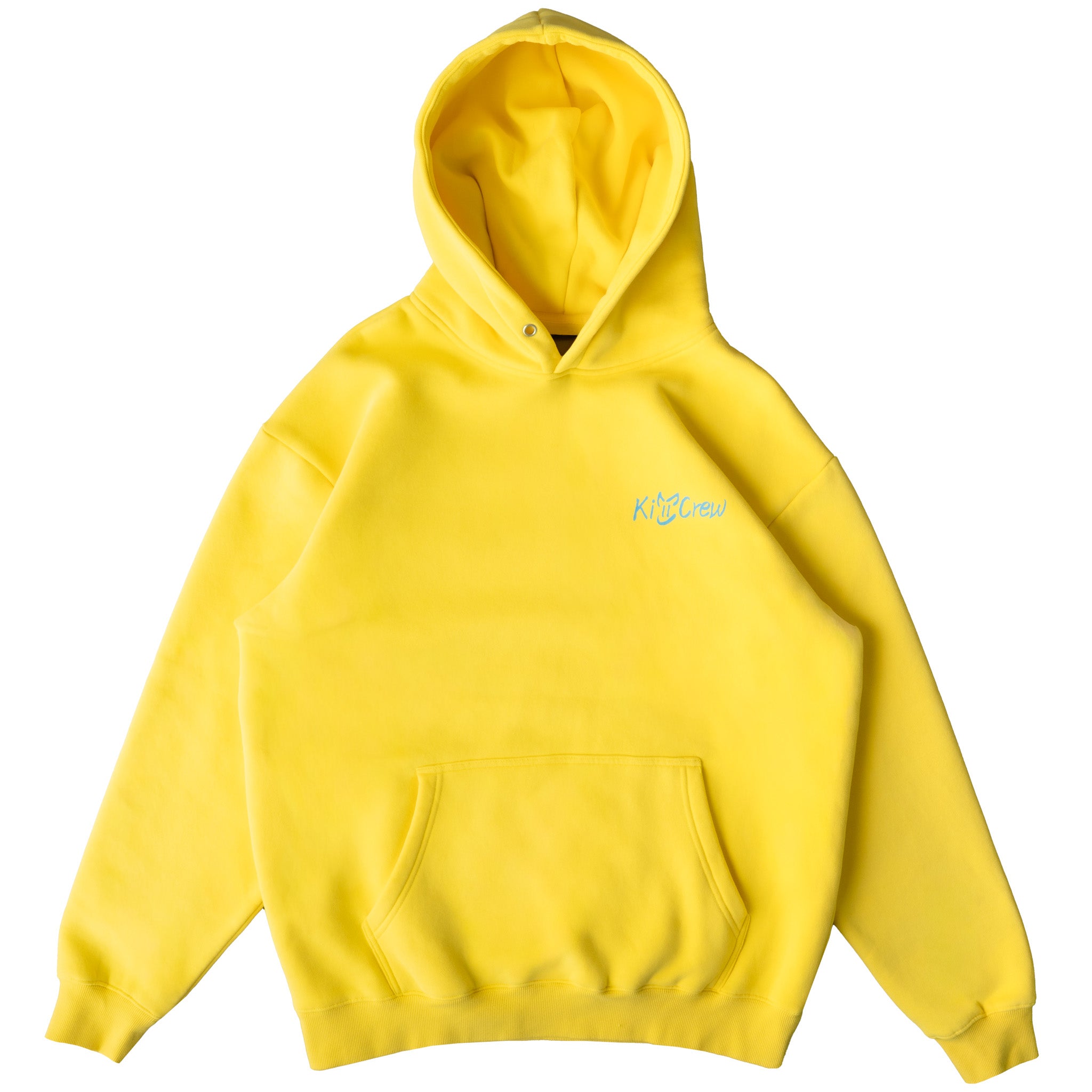 OVERSIZED LUX HOODIE "LOVE SEEING YOU HAPPY" - YELLOW / BLUE
