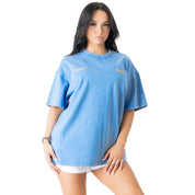RELAXED FIT LUX SCRIPT T-SHIRT - BLUE / YELLOW
