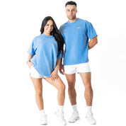 RELAXED FIT LUX SCRIPT T-SHIRT - BLUE / YELLOW