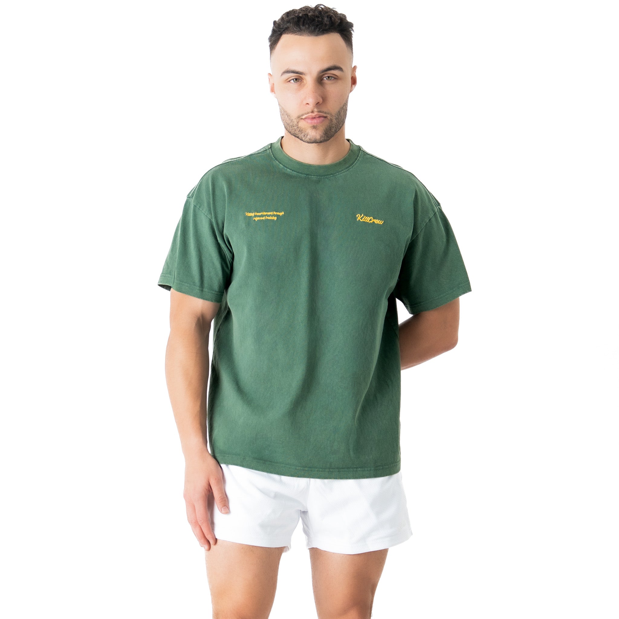 RELAXED FIT LUX SCRIPT T-SHIRT - GREEN / YELLOW