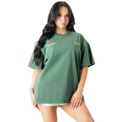 RELAXED FIT LUX SCRIPT T-SHIRT - GREEN / YELLOW