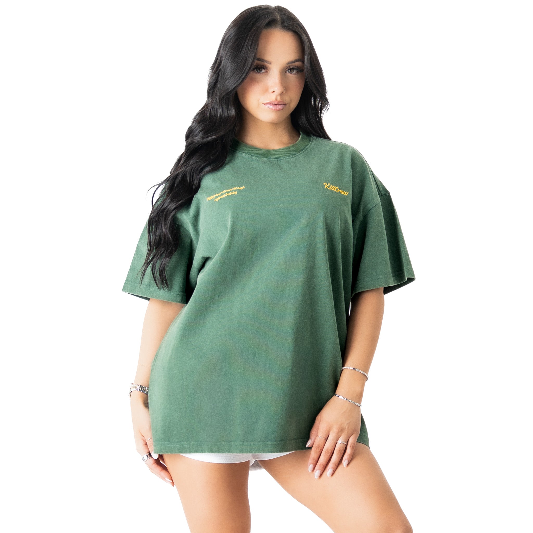 RELAXED FIT LUX SCRIPT T-SHIRT - GREEN / YELLOW